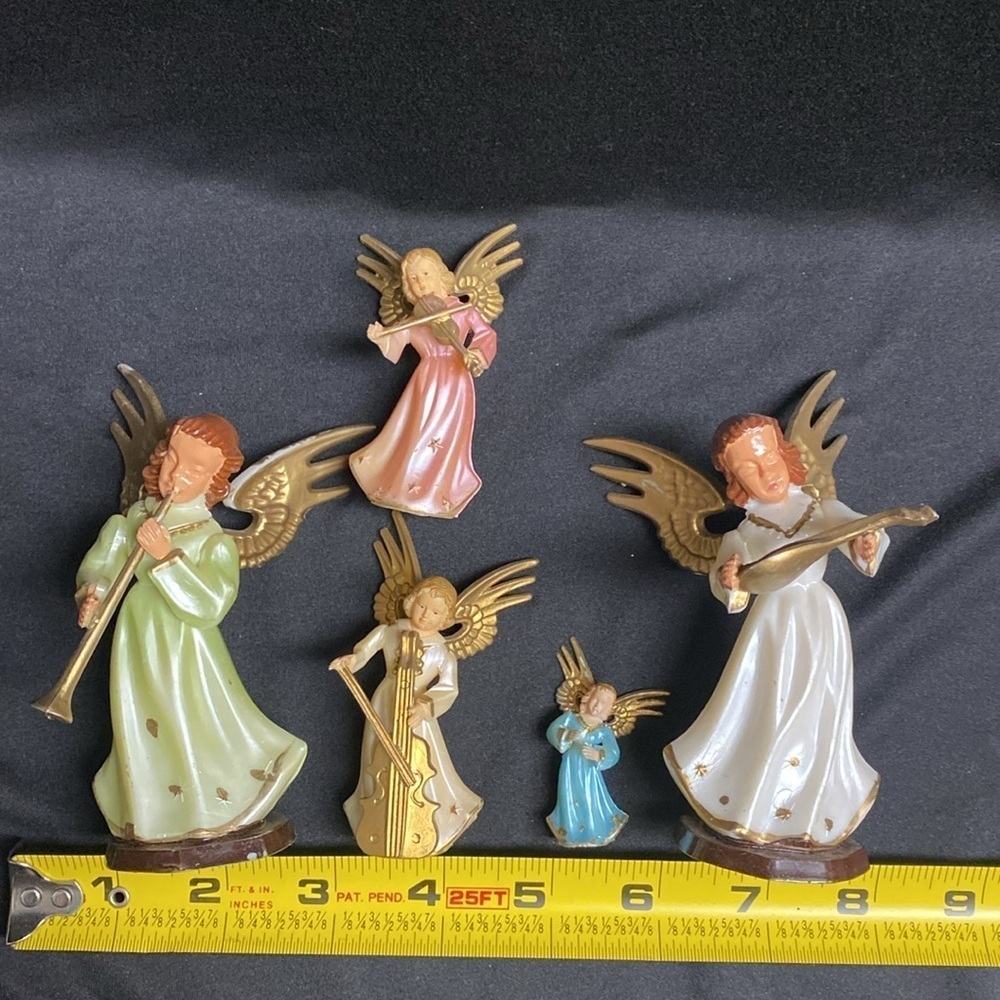 Vintage Christmas Angels figurines mcm Christmas decor 50s home decor prop - Picture 11 of 12